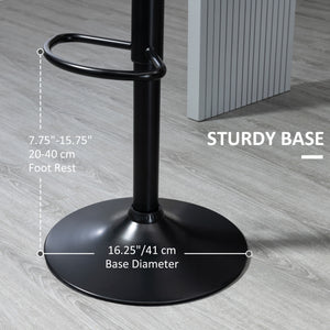 Set of 2 swivel and adjustable stools in PU leather, black