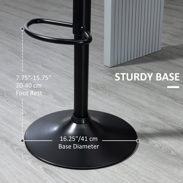 Set of 2 swivel and adjustable stools in PU leather, black