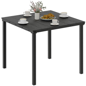 Outdoor dining table for 4 with metal legs, black