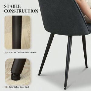 Set of 4 Modern Velvet Dining Chairs with Legs, Dark Grey