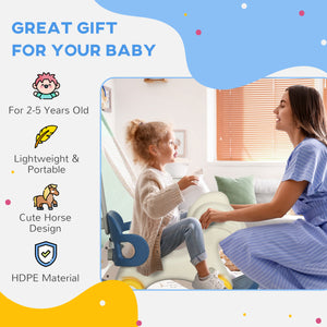 4-in-1 Rocking Horse with Removable Balance Board and Push Handle, Blue