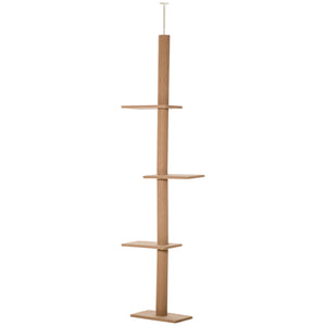 254cm Floor-to-Ceiling Cat Tree with 3 Perches, Light Brown