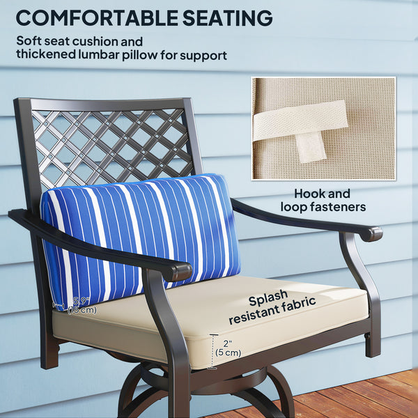 Set of 2 outdoor bar stools with cushions
