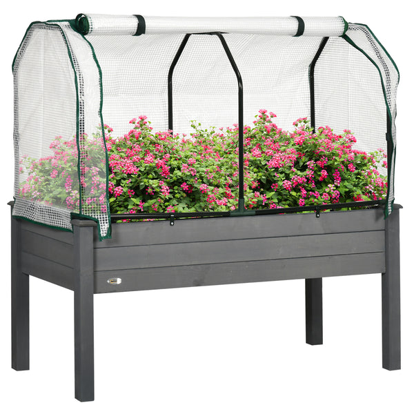 Raised garden bed with PE greenhouse cover