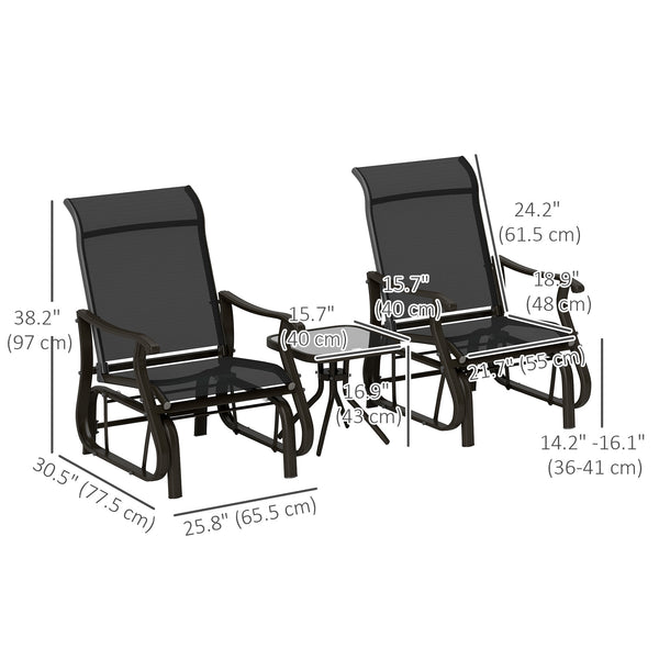 Set of 3 sliding chairs and Bistro tea table, black