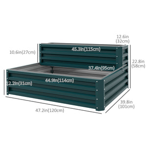 Galvanized 2-tier raised planter, green