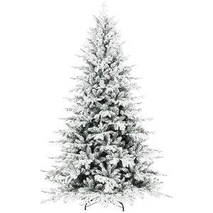 Decorative 7ft artificial snow-covered Christmas tree, easy assembly