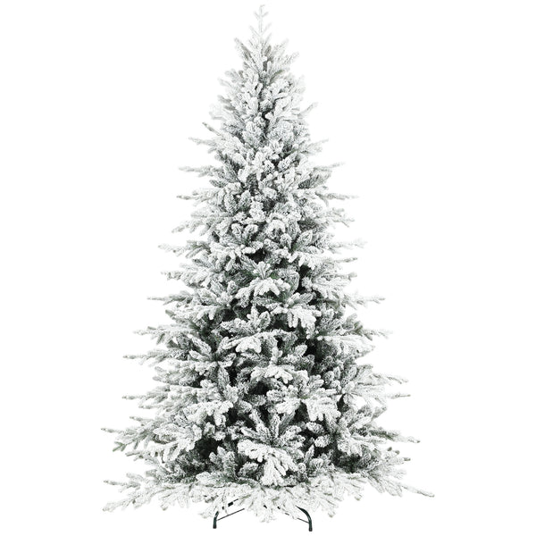 Decorative 7ft artificial snow-covered Christmas tree, easy assembly