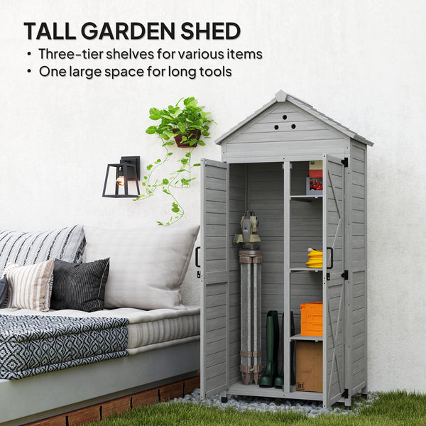 2-in-1 wooden garden shed with shelves