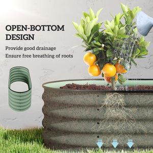 Raised galvanized steel planter with safety rim, green 