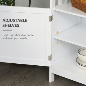 Wooden console table with open shelf and 2-tier cabinet, white