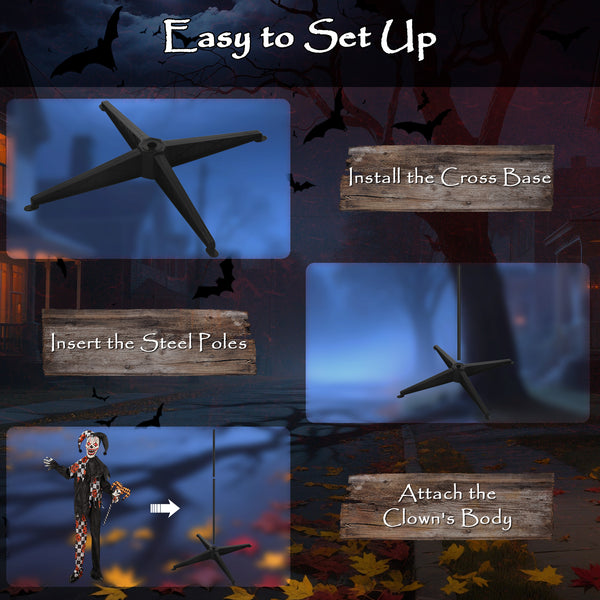 Life-size animated clown, glowing red eyes, sound-activated scary Halloween decorations