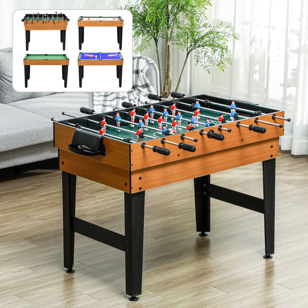 4-in-1 multifunctional game table with billiards, air hockey, table tennis and table football