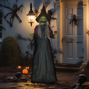 5.9ft Life-Size Old Witch Decoration, Sound &amp; Motion Activated with Light-Up Eyes
