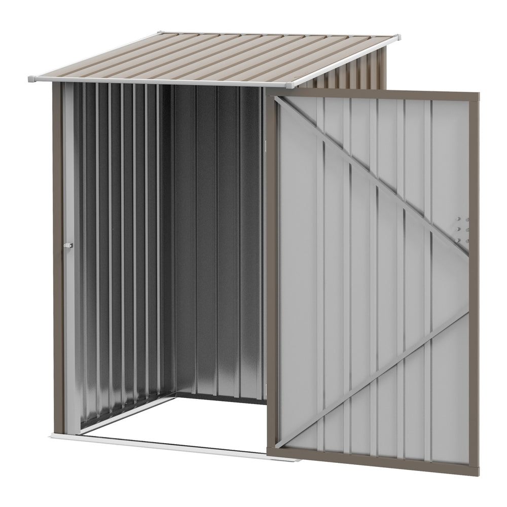 Lean-to garden shed in galvanized steel with lockable door