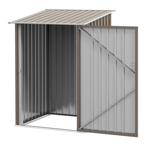 Lean-to garden shed in galvanized steel with lockable door