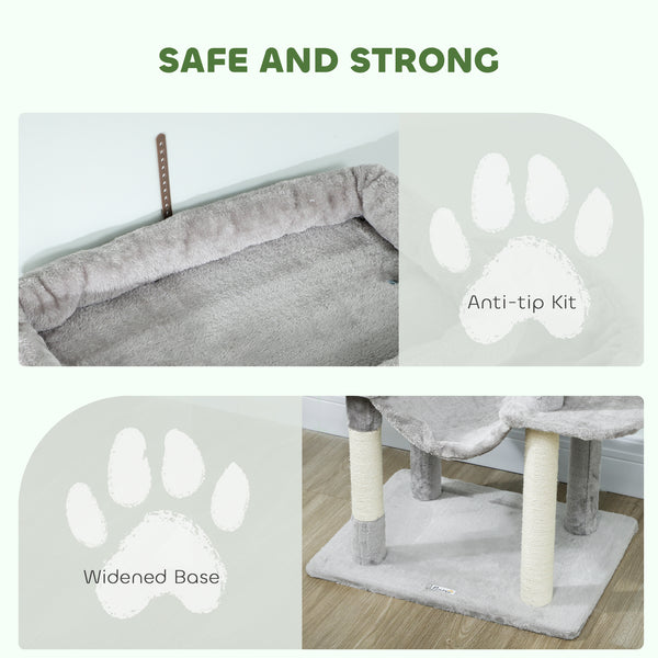 69-inch Multi-Level Cat Tree with 2 Condos, Plush Perch and Scratching Posts, Light Gray