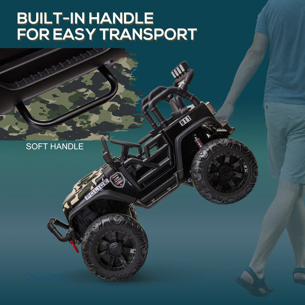 12V Police Jeep with Parental Remote Control, Camouflage