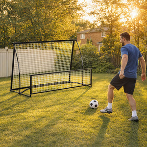 2-in-1 Portable Rebounder Net for Soccer & Baseball, Double-Sided, Foldable with Carry Bag.