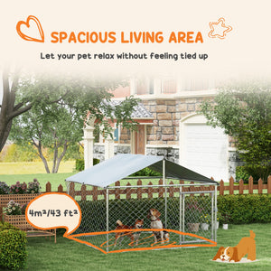 Heavy-duty galvanized steel outdoor dog kennel with UV-resistant roof