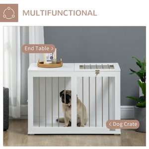 31.5-inch Double Door Pet Crate Furniture, White