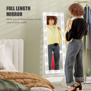 Standing mirror with lighting and adjustable angles, white