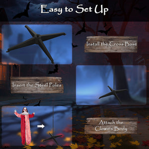 Life-size animated clown for Halloween, red light-up eyes, sound activated, battery operated