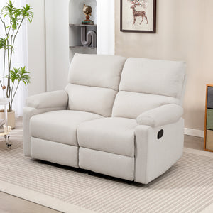 2-seater recliner chair with footrest and split back, cream white