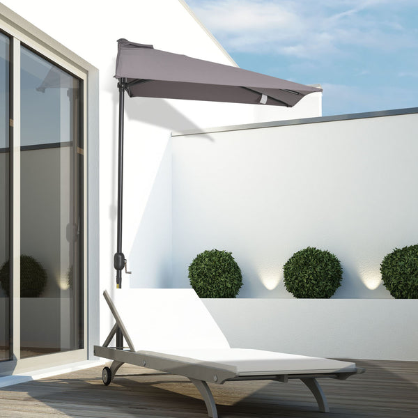 8-foot half-round parasol, grey