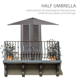 8-foot half-round parasol, grey