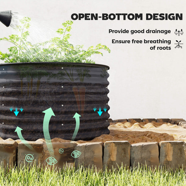 Set of 2 raised garden beds with safety edging