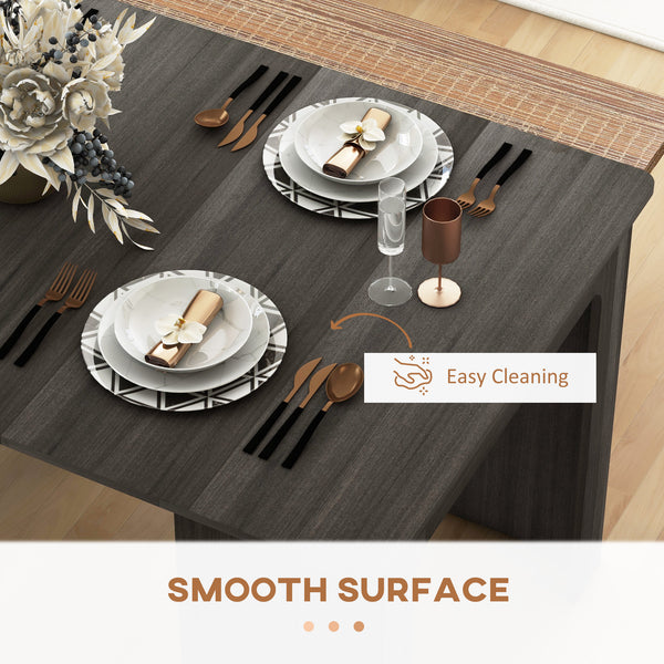 Folding and extendable table, kitchen table for small spaces, up to 6 people, gray