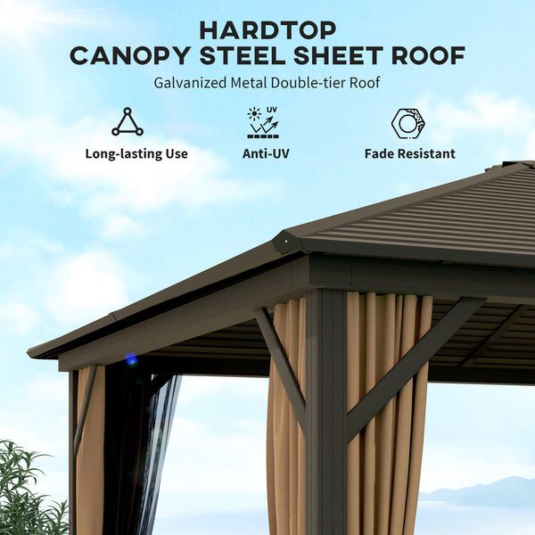 10' x 12' Deluxe Hardtop Gazebo with Aluminum Frame for Patio, Cafe