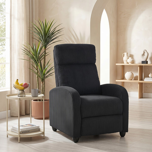 Black corduroy recliner
