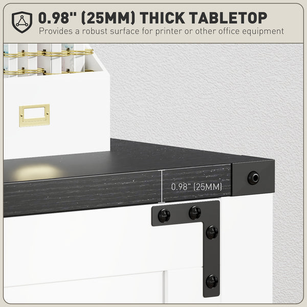 Country Style 2 Drawer Filing Cabinet with Adjustable Hanging Bars for Letter, A4, Legal Size, White