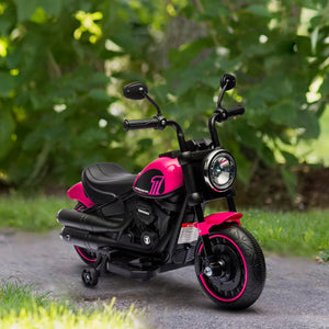 6V motorcycle with training wheels, pink 