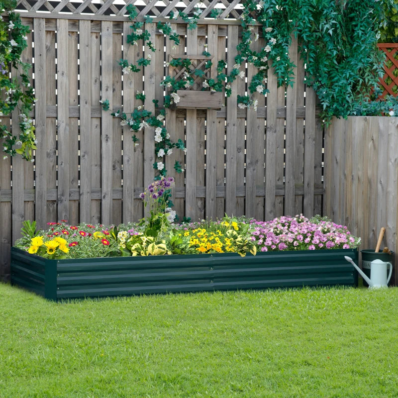 Galvanized raised planter, green