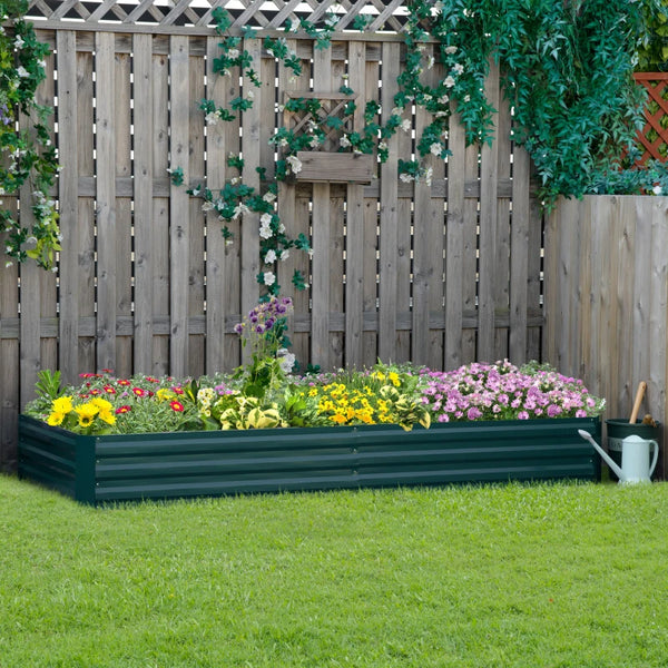 Galvanized raised planter, green
