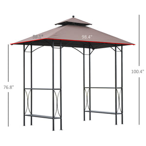 Two-tier barbecue gazebo with shelf, brown 