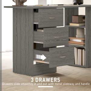 Desk with 3 drawers, grey