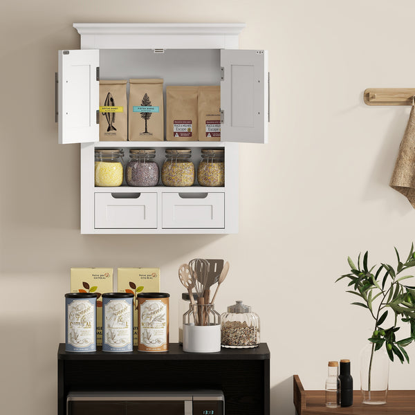 Bathroom wall cabinet with shelf, white
