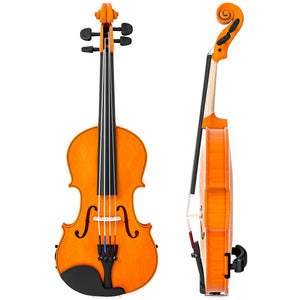 Full-size 4/4 violin with bow, case, rosin, and shoulder rest