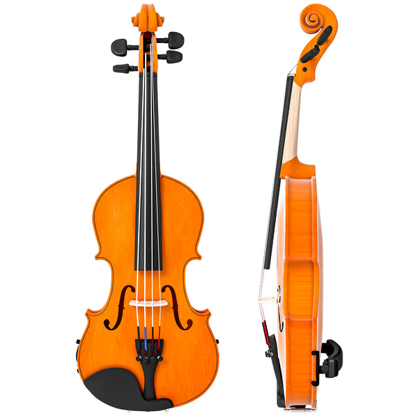 Full-size 4/4 violin with bow, case, rosin, and shoulder rest