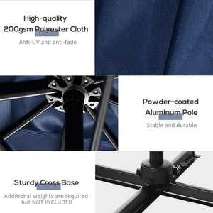 8-foot square cantilever parasol with 360° rotation, dark blue