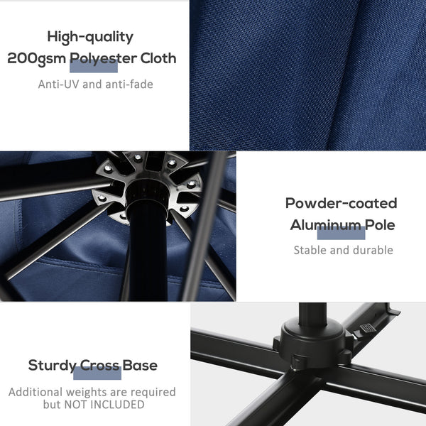 8-foot square cantilever parasol with 360° rotation, dark blue