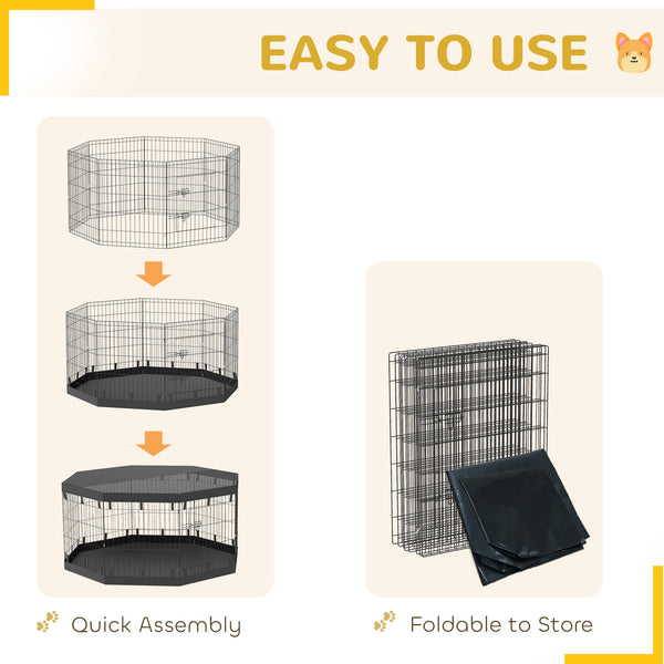 8-Panel Foldable Dog Playpen with Ground Stakes