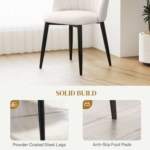 Set of 4 modern chairs with metal legs, cream white