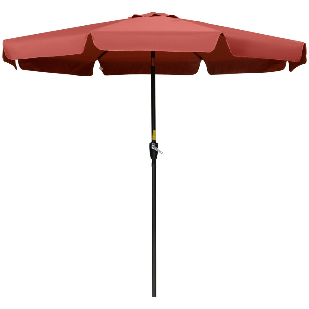 8.7-foot round parasol with tilt and crank, burgundy red 