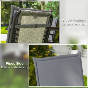 Garden Chair Cushions, Set of 2, with Ties, UPF 50+ Protection, Light Grey