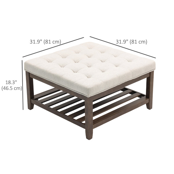 81cm Square Coffee Table with Storage, Beige